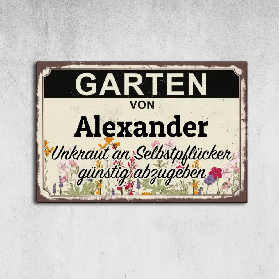 Lustiges personalisierbares Garten Schild