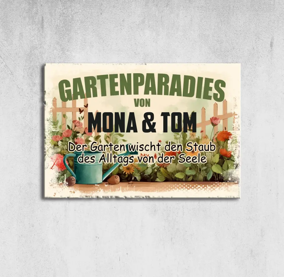Gartenparadies einfach Urlaub für die Seele - Personalisierbares Schild