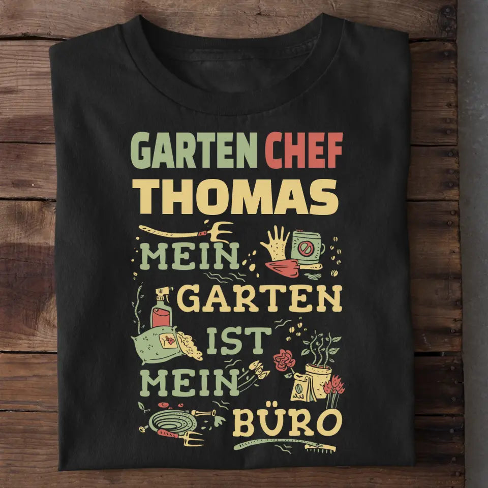 Tuinbaas op kantoor - Gepersonaliseerd heren T-shirt