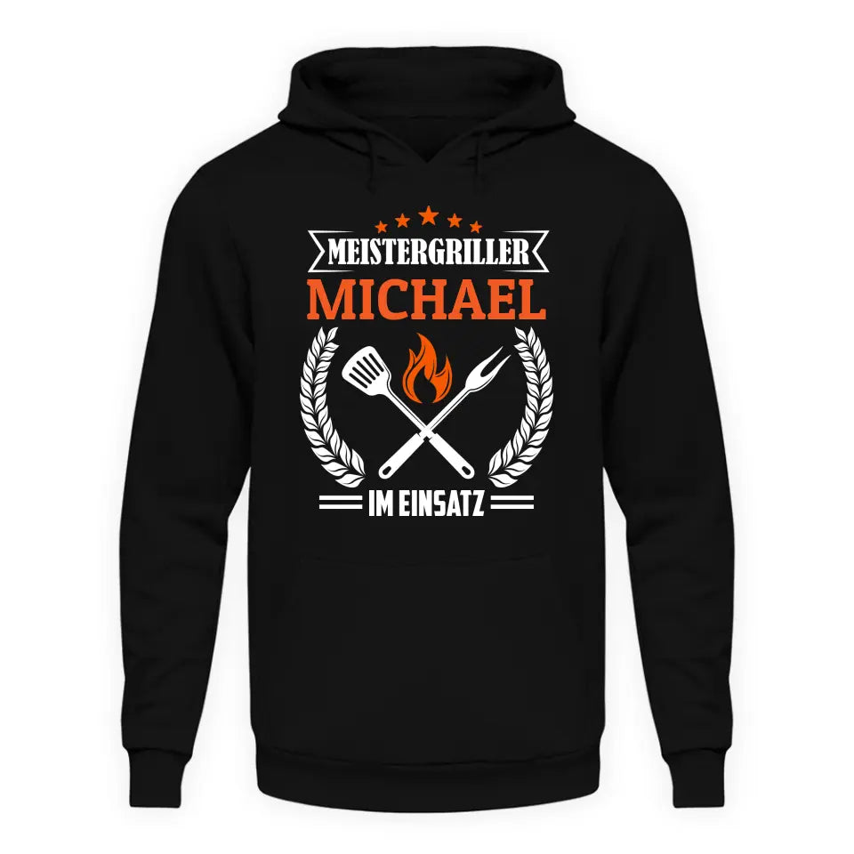 Meistergriller im Einsatz - Personalisierbarer Hoodie