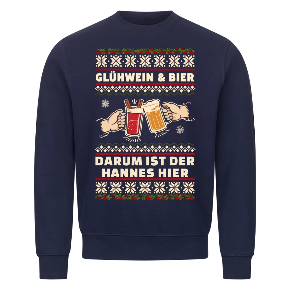Glühwein & Bier - Personalisierbarer Weihnachts-Sweater